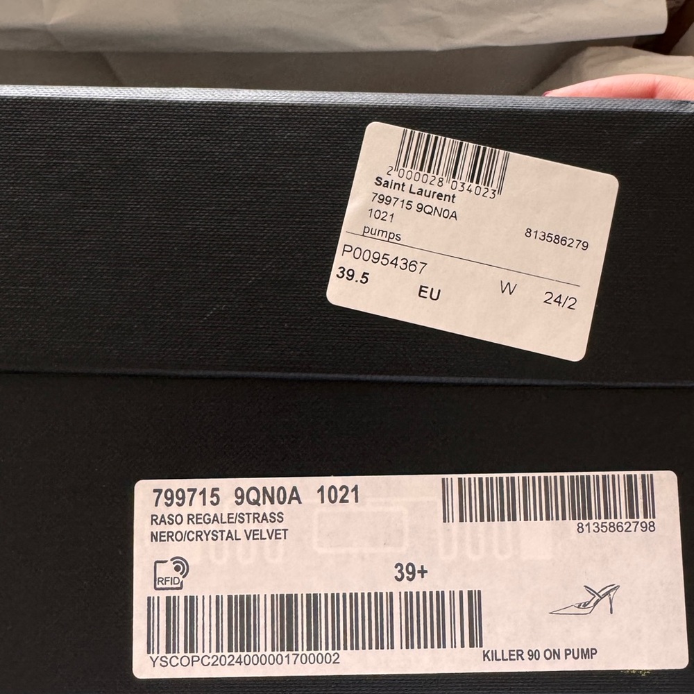 Saint Laurent Barbara Crystal embellished Satin Mule Heels - new in box - Picture 10 of 11